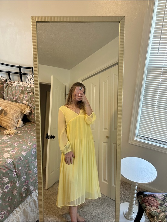 Zara Dresses & Skirts - Zara Light Yellow Sheer-Sleeve Maxi Dress